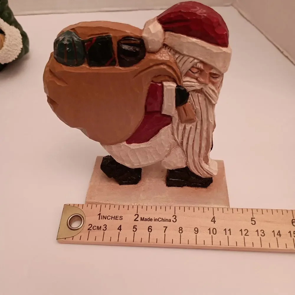 4 Old World Santas, Christmas Decorations, Resin, 1 Vintage Great Pre-owned Cond